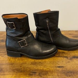 Frye Motorcycles Black Leather Boots
